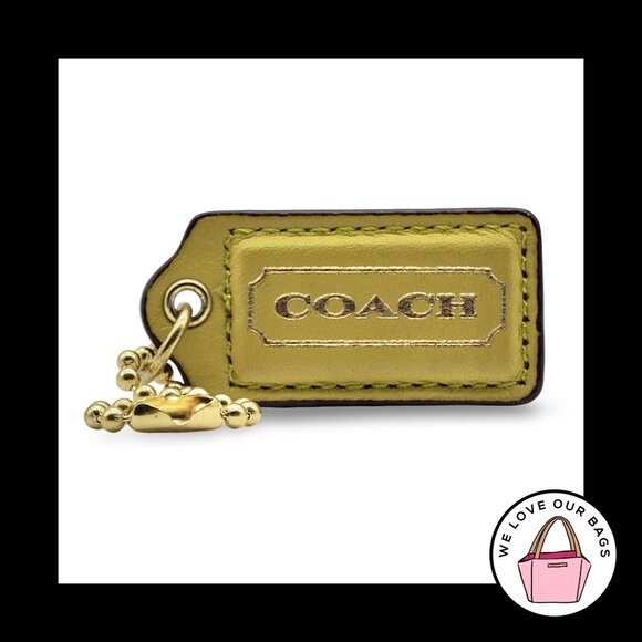 Limited Edition 2" COACH Yellow Gold Leather Key Fob Bag Charm Keychain Hang Tag - Picture 1 of 1